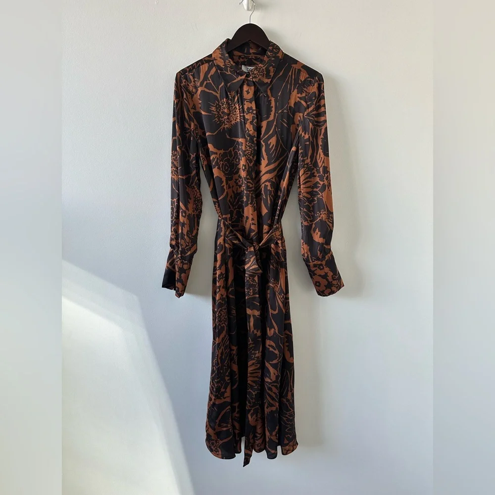 COS Black and Brown Printed Midi Shirt Dress - Picture 2 of 6